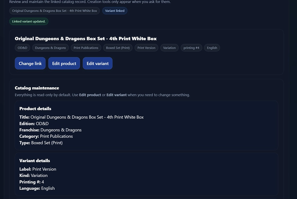 Structured catalog example